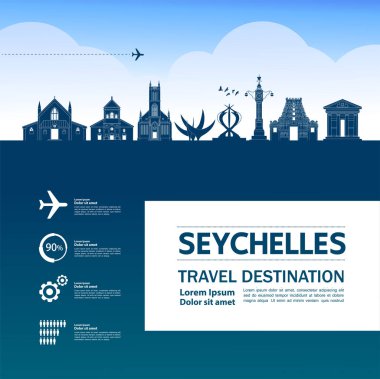 Seyşeller seyahat hedef büyük vektör çizimi. 