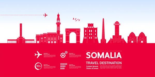 Somalia Destinazione Viaggio Grand Vector Illustrazione — Vettoriale Stock