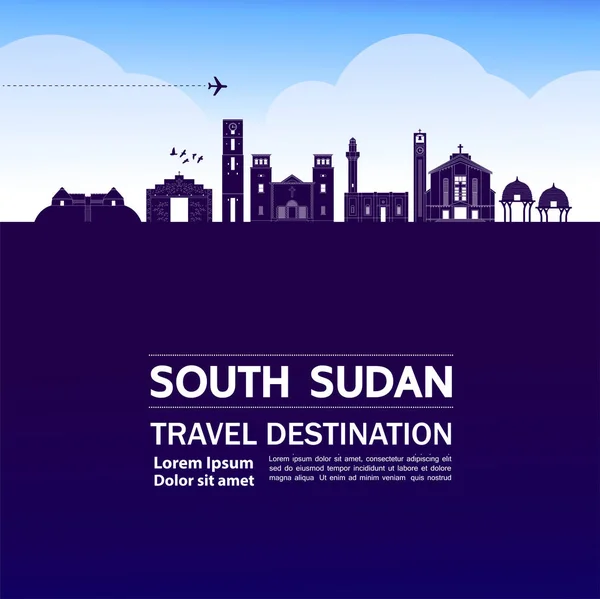 Sudán Del Sur Viaje Destino Gran Vector Ilustración — Vector de stock