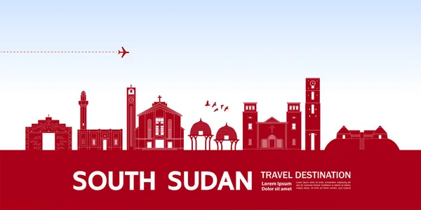 Sudán Del Sur Viaje Destino Gran Vector Ilustración — Vector de stock