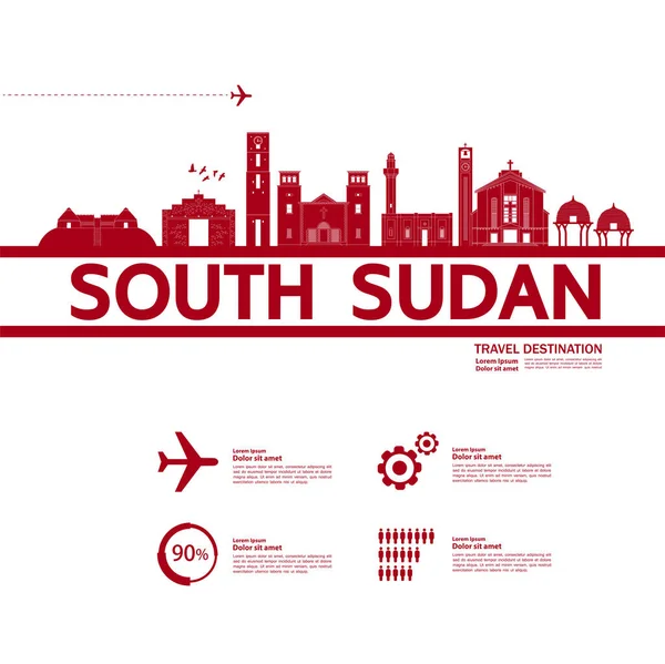 Sudán Del Sur Viaje Destino Gran Vector Ilustración — Archivo Imágenes Vectoriales