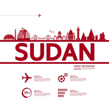 Sudan seyahat hedefi büyük vektör çizimi. 