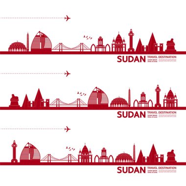 Sudan seyahat hedefi büyük vektör çizimi. 