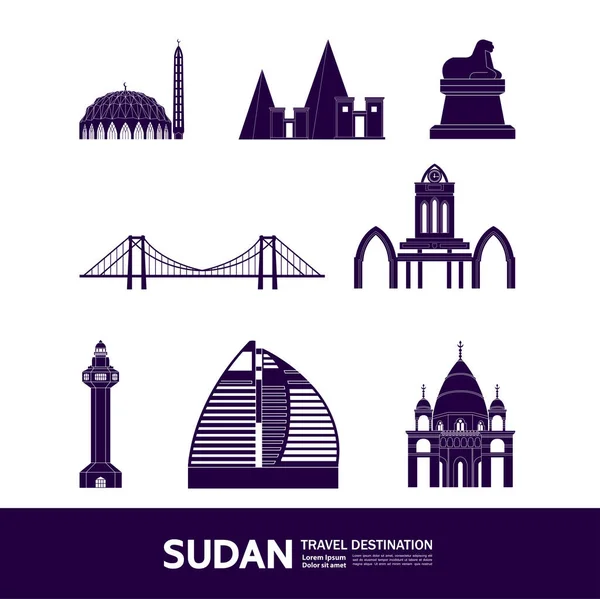 Große Vektor Illustration Zum Reiseziel Sudan — Stockvektor