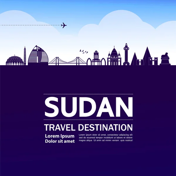 Soudan Destination Voyage Illustration Grand Vecteur — Image vectorielle