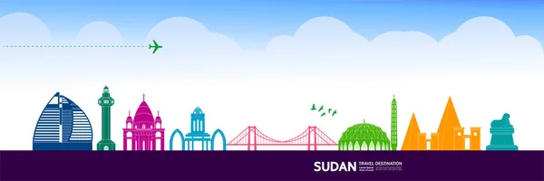 Sudan Travel Destination Grand Vector Illustration — стоковий вектор