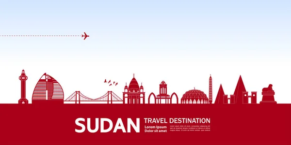 Große Vektor Illustration Zum Reiseziel Sudan — Stockvektor