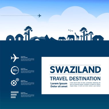 Svaziland seyahat hedef büyük vektör çizimi. 