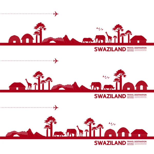 Swazilandia Viaje Destino Gran Vector Ilustración — Vector de stock