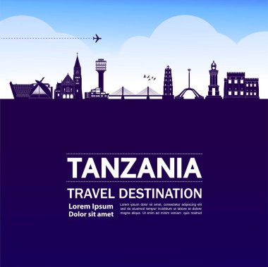 Tanzanya seyahat hedefi büyük vektör çizimi. 