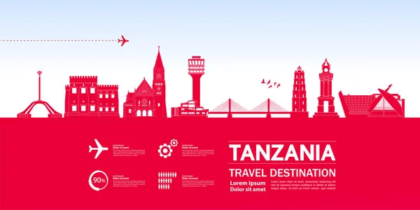 Tanzania Viaje Destino Gran Vector Ilustración — Vector de stock