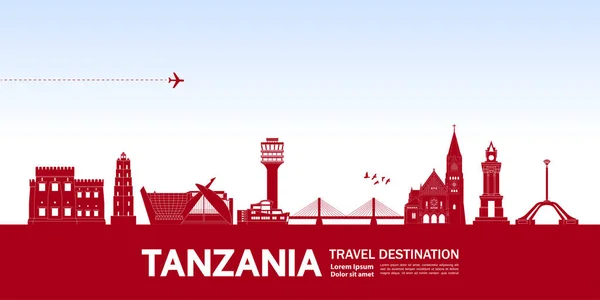 Tanzania Viaje Destino Gran Vector Ilustración — Vector de stock