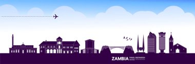 Zambiya seyahati hedef büyük vektör çizimi. 