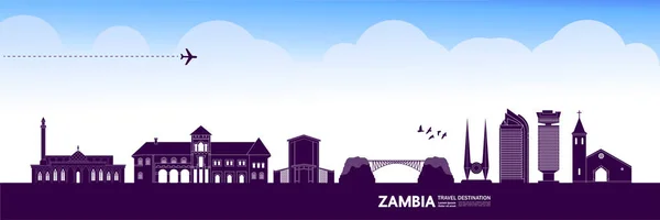 Zambia Podróży Przeznaczenia Wielki Wektor Ilustracji — Wektor stockowy