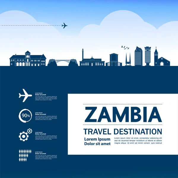 Zambia Viaje Destino Gran Vector Ilustración — Vector de stock