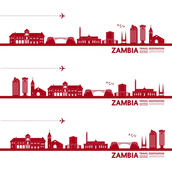 Zambia Viaje Destino Gran Vector Ilustración — Vector de stock