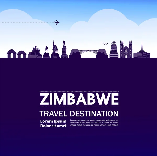 Zimbabwe Viaje Destino Gran Vector Ilustración — Vector de stock