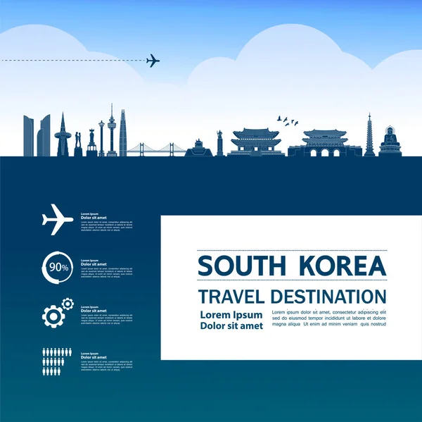 Corea Del Sur Viaje Destino Gran Vector Ilustración — Vector de stock