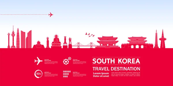 Corea Del Sur Viaje Destino Gran Vector Ilustración — Archivo Imágenes Vectoriales