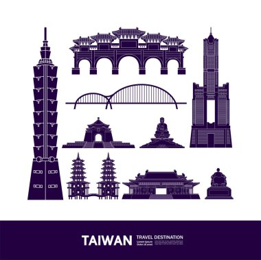 Tayvan seyahati hedef büyük vektör çizimi. 