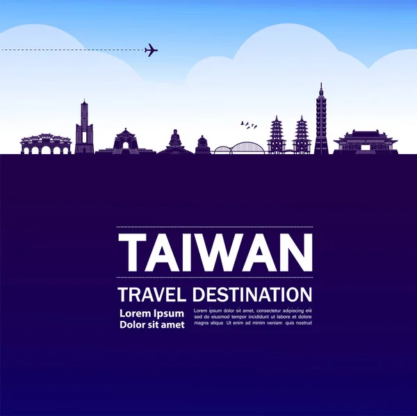 Tajwan Podróży Przeznaczenia Wielki Wektor Ilustracji — Wektor stockowy