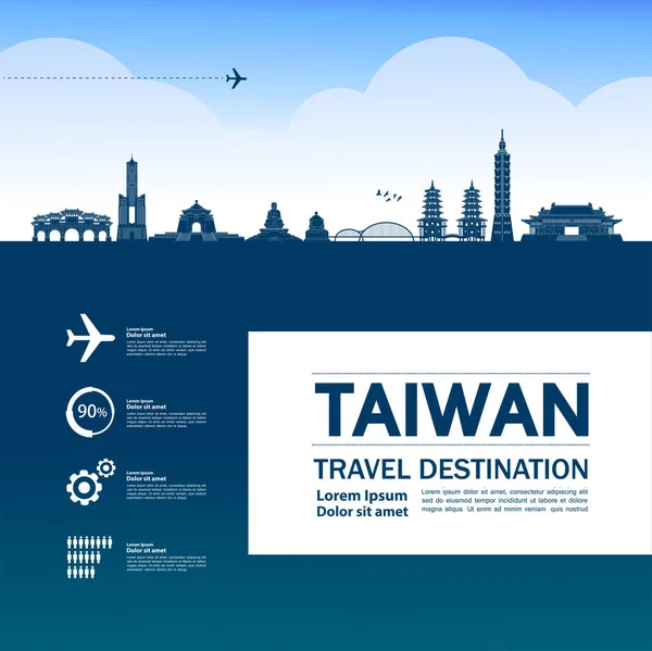 Taiwán Viaje Destino Gran Vector Ilustración — Vector de stock