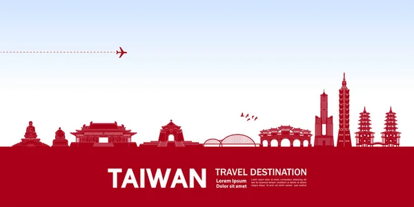 Taiwán Viaje Destino Gran Vector Ilustración — Vector de stock