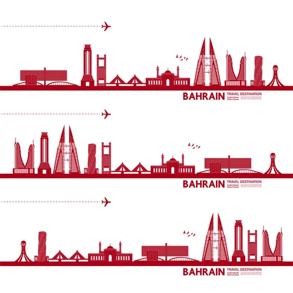 Bahréin Viaje Destino Gran Vector Ilustración — Vector de stock