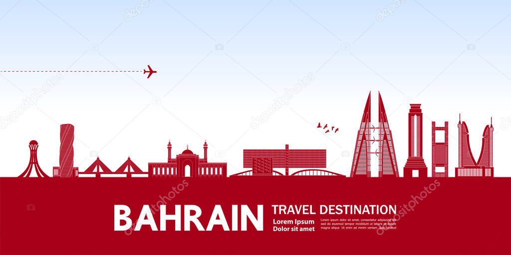 Bahrain travel destination grand vector illustration. 