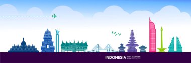 Endonezya seyahat hedefi büyük vektör çizimi. 