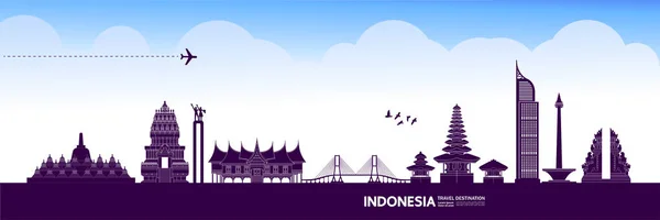Indonésie Destination Voyage Illustration Grand Vecteur — Image vectorielle