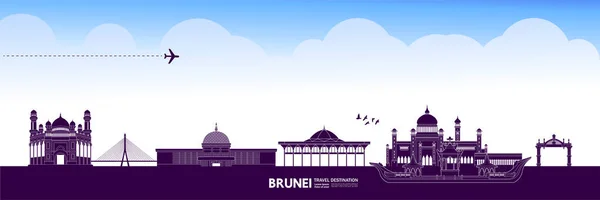 Brunei Viagem Destino Grande Vetor Ilustração —  Vetores de Stock
