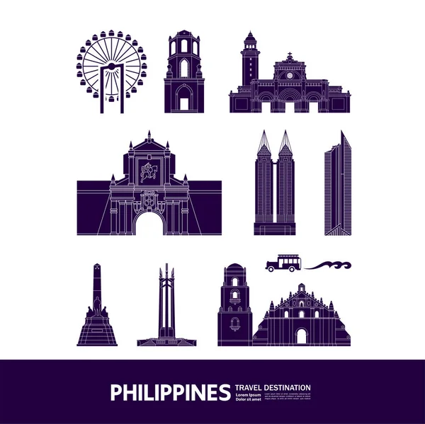 Filippine Destinazione Viaggio Grand Vector Illustrazione — Vettoriale Stock