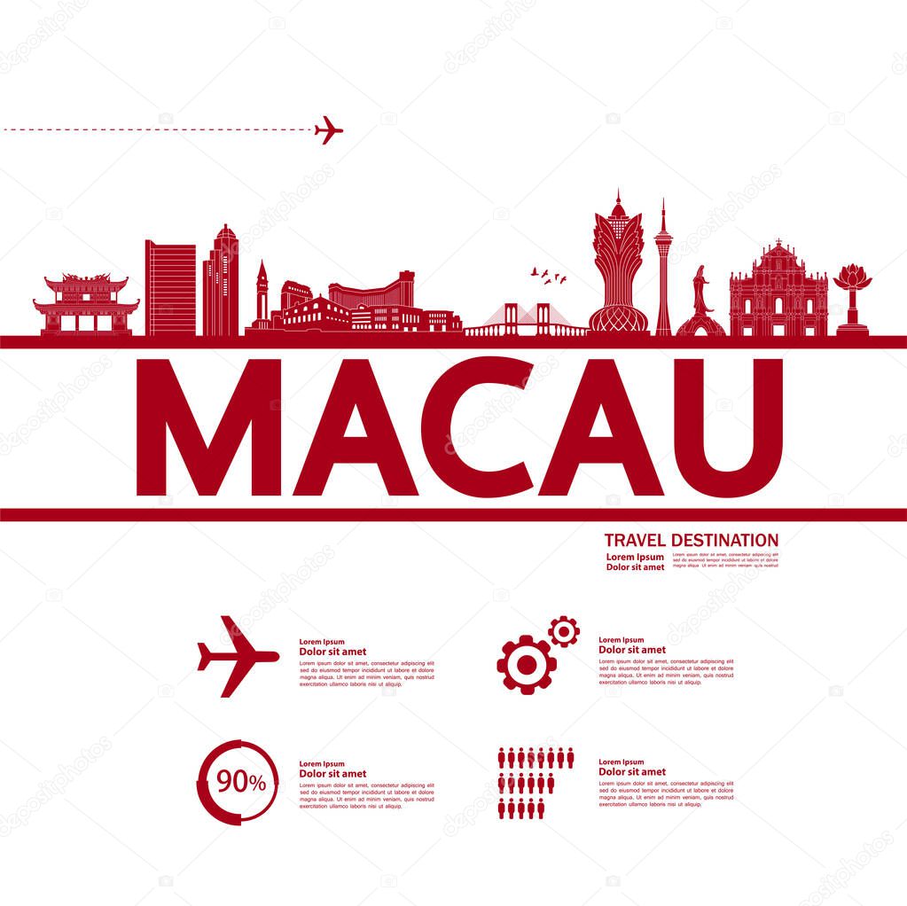 Macau travel destination grand vector illustration. 