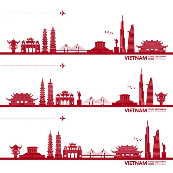 Vietnam Cestovní Cíl Velký Vektor Ilustrace — Stockový vektor