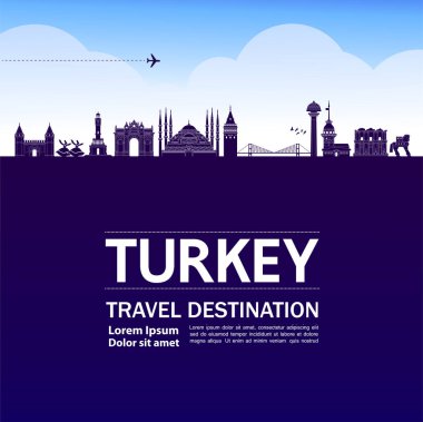 Türkiye seyahat hedefi büyük vektör illüstrasyonu. 