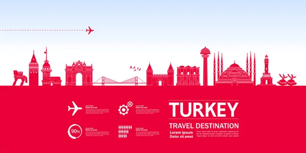 Turkey Travel Destination Grand Vector Illustration — Stock Vector