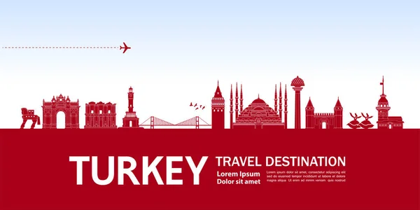 Turquía Viaje Destino Gran Vector Ilustración — Vector de stock