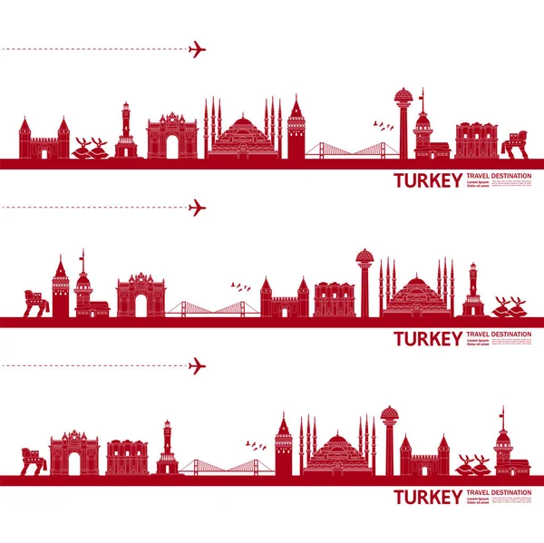 Turquía Viaje Destino Gran Vector Ilustración — Vector de stock