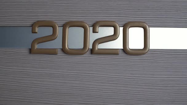 Gold 2020 Numbers Wooden Background — Stock Video