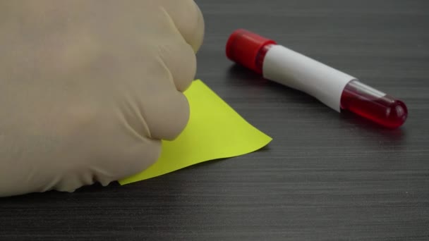Medical Protective Mask Blood Test Tube Concept Coronavirus Quarantine New — Stok video