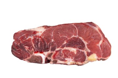 Fresh raw beef steak isolated on white background. Large piece of delicious meat close-up