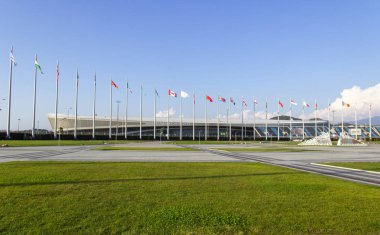 Russia, Sochi, October, 2019: The Adler arena skating center is a sports facility built for the 2014 winter Olympic games in Sochi. it hosted speed skating competitions, and now has a tennis Academy.