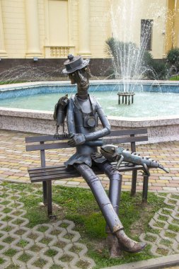 Russia, Sochi, October, 2019:  Iron sculpture installed in the Park of the art Museum. Metal sculpture called 