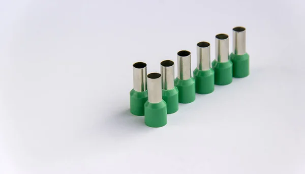 Elektrisk Crimp Terminal Stik Metalterminaler Isoleret Hvid Baggrund Tips Til - Stock-foto