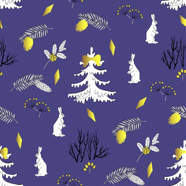 Seamless pattern with Christmas forest — Stock Vector