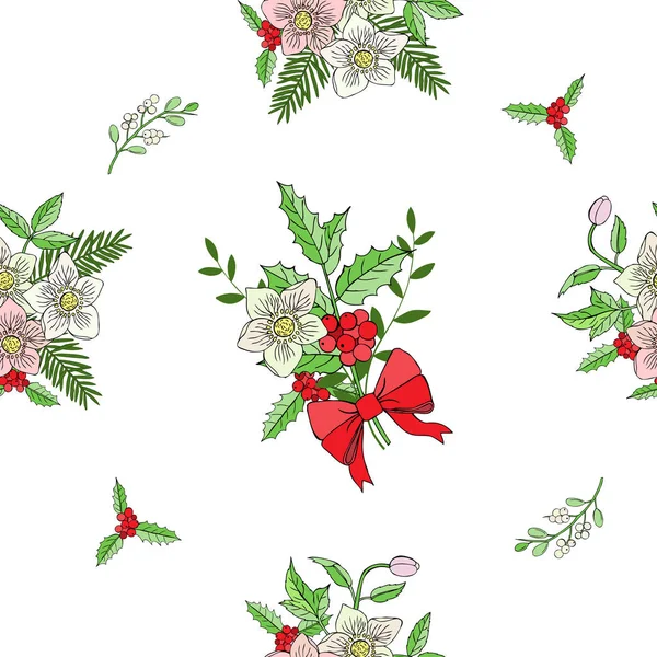 Patrón sin costura con decoración de Navidad — Archivo Imágenes Vectoriales