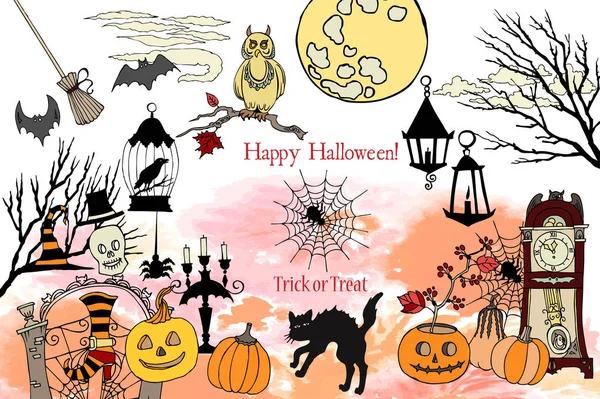 Decorazioni di Halloween illustrazione — Vettoriale Stock