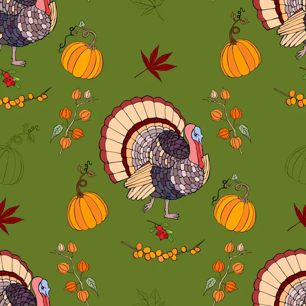 Thanksgiving Seamless Pattern — Stock Vector