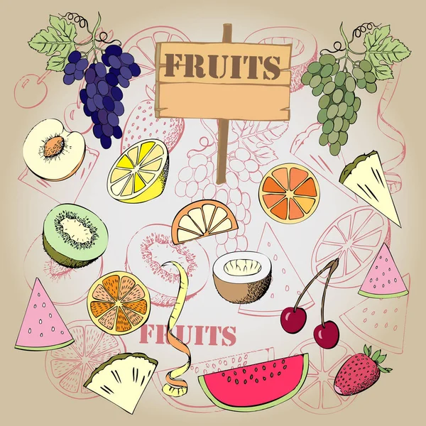 Bakgrund med frukt — Stock vektor